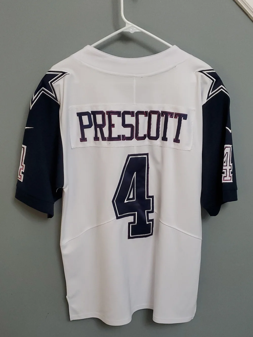 Nike Dallas Cowboys #4 PRESCOTT White & Navy Game Jersey (sz S/M)